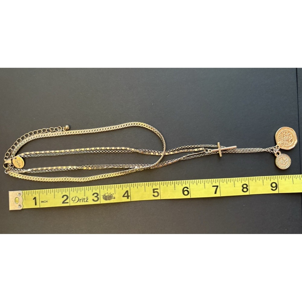 Lovisa Cross Religious Layered Necklace with Medallions Gold & Silver Tone 16" - Picture 7 of 7